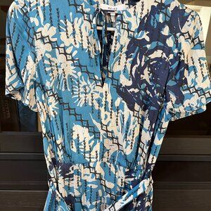 Fun blue-and-ivory short print summer dress from Reiss